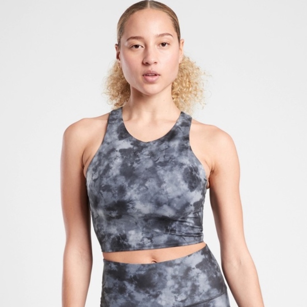 Athleta Conscious Crop Bra A-C Size Small Black Tie Dye